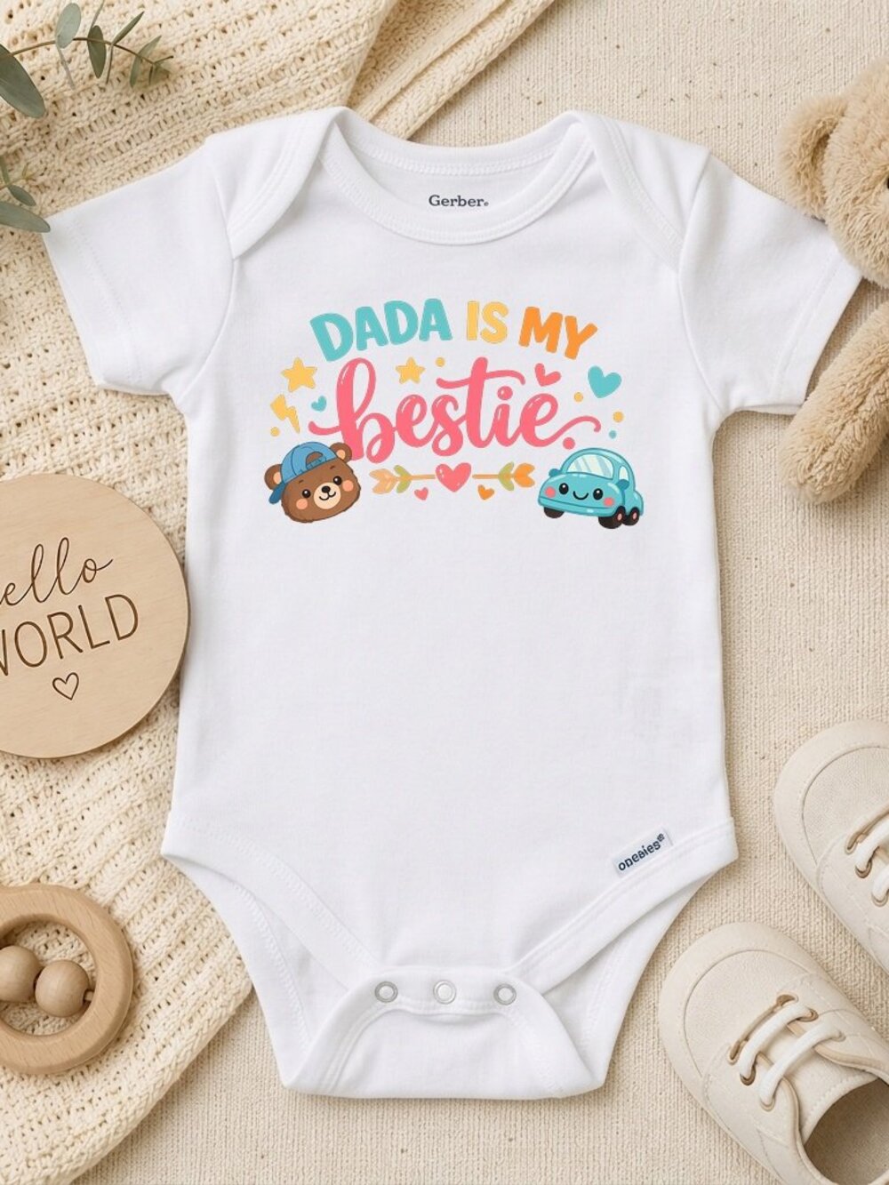 Dada Is My Bestie Vintage Natural Baby Gift ONESIE®